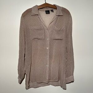 Vintage Liz Sport Floral Rayon Semi Sheer Button Down